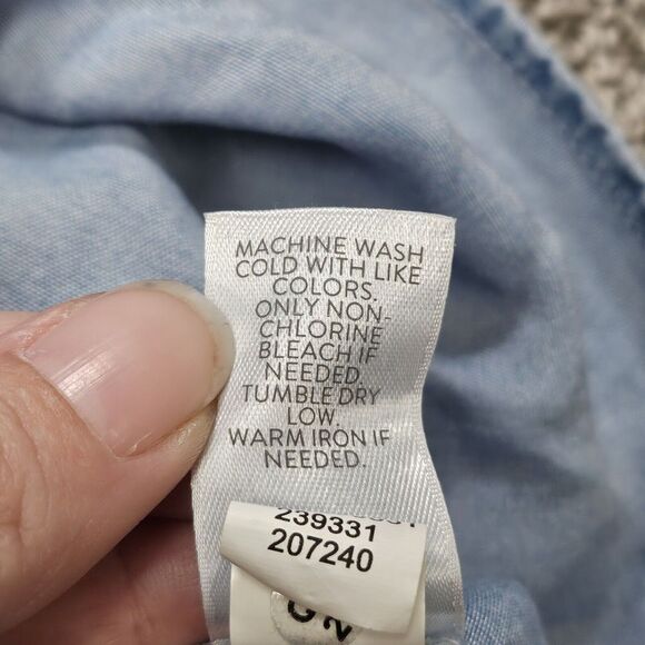 J Jill Denim Womens XL Chambray Shirt Popover Button Relaxed Peasant Blouse - Picture 5 of 13